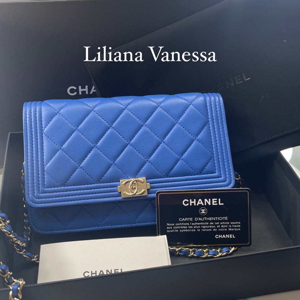 Authentic chanel boy woc wallet on a chain